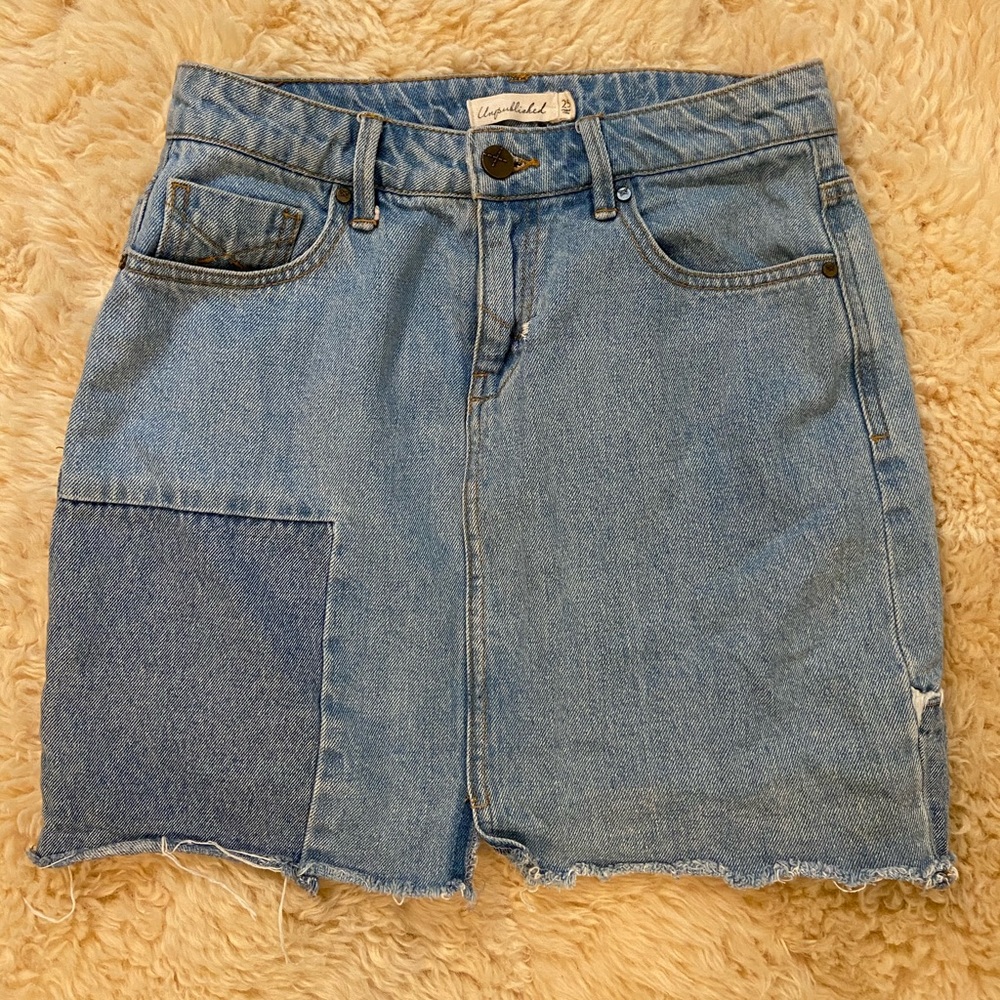 Unpublished Blue Denim Patchwork Skirt